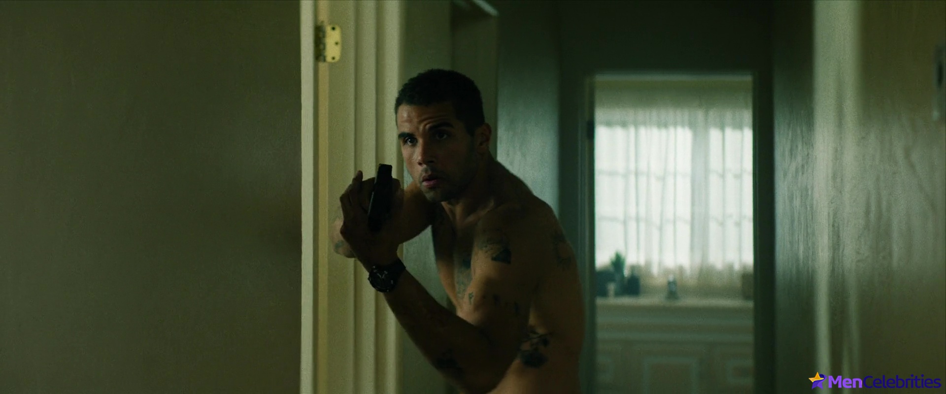 Mason Gooding shirtless in Under Fire