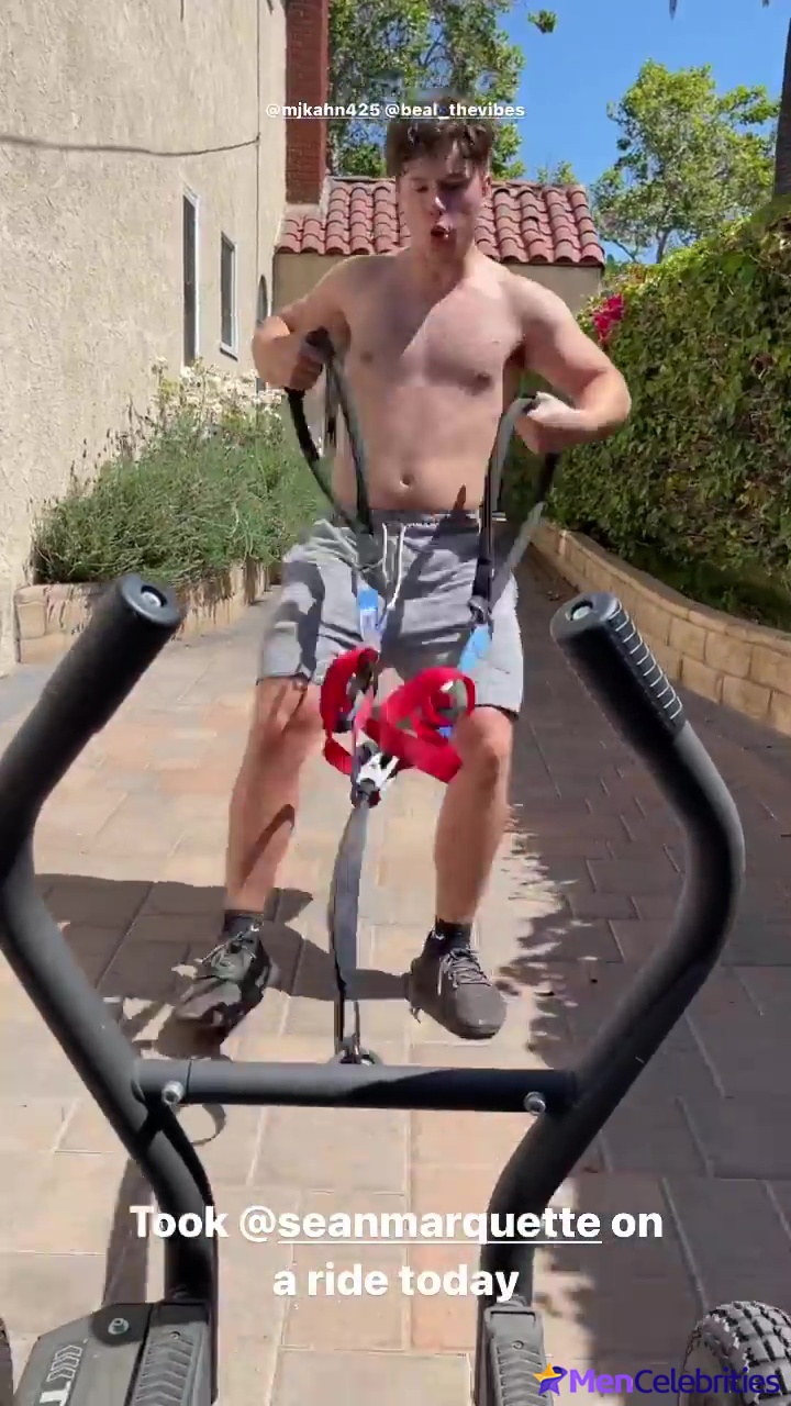 Nolan Gould shirtless workout on Instagram