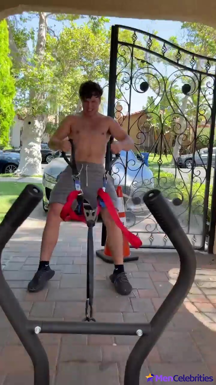 Nolan Gould shirtless workout on Instagram