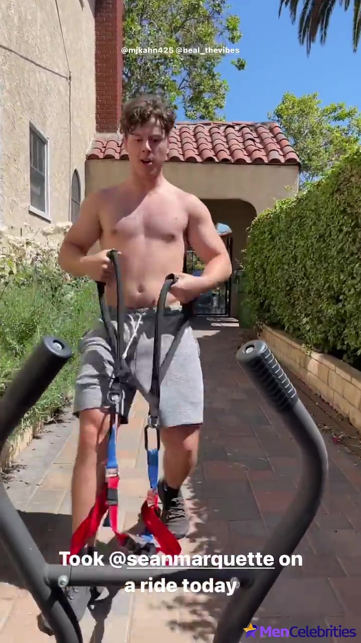 Nolan Gould shirtless workout on Instagram