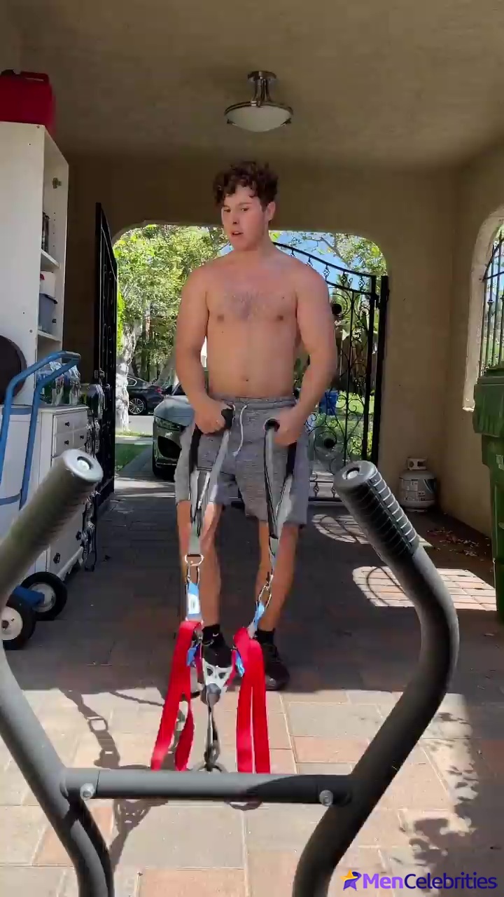 Nolan Gould shirtless workout on Instagram