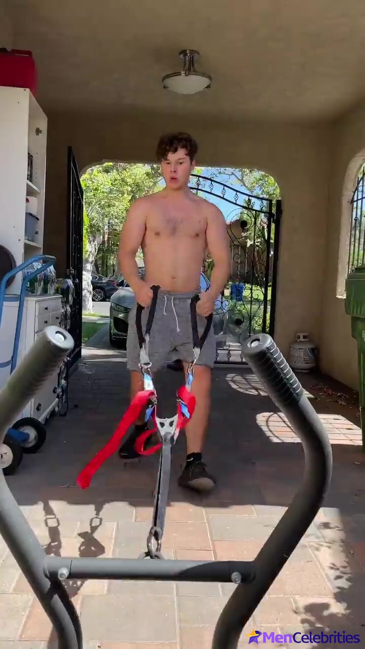 Nolan Gould shirtless workout on Instagram
