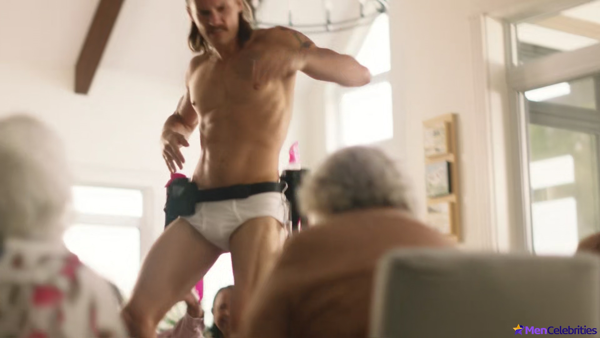 Tom Stevens nude and cock bulge scenes in Moonshine