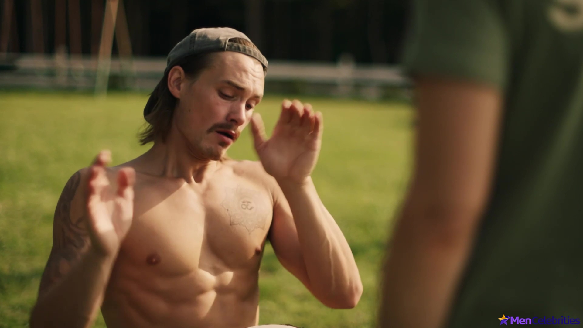 Tom Stevens nude and cock bulge scenes in Moonshine
