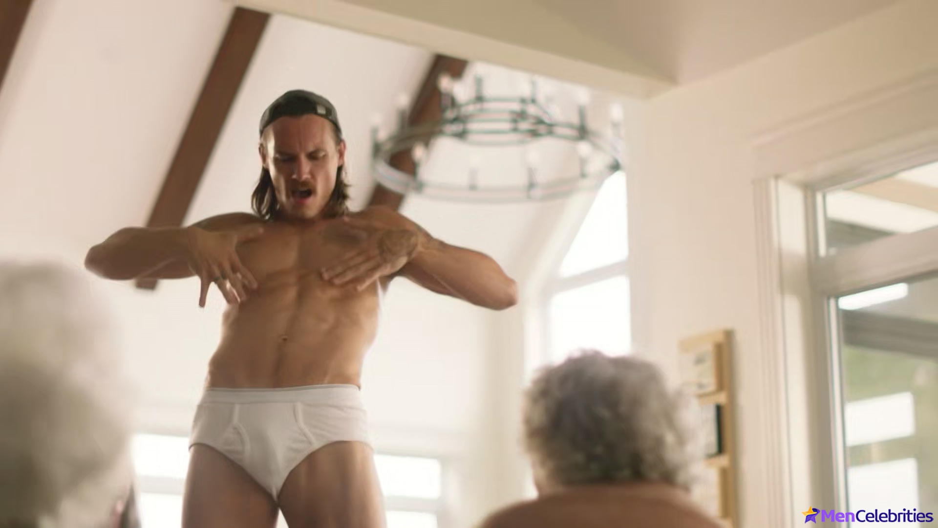 Tom Stevens nude and cock bulge scenes in Moonshine
