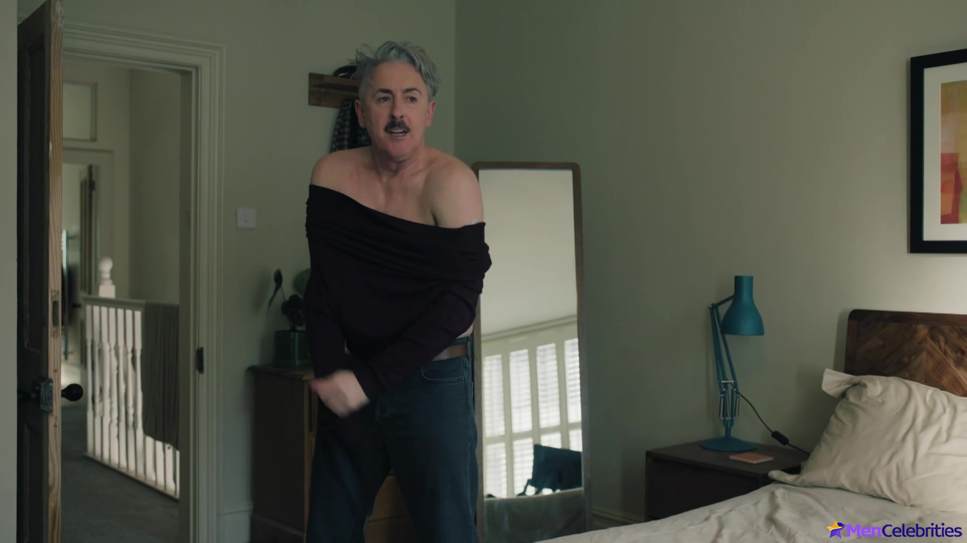 Alan Cumming cock bulge and jerk off scenes in Tip Toe