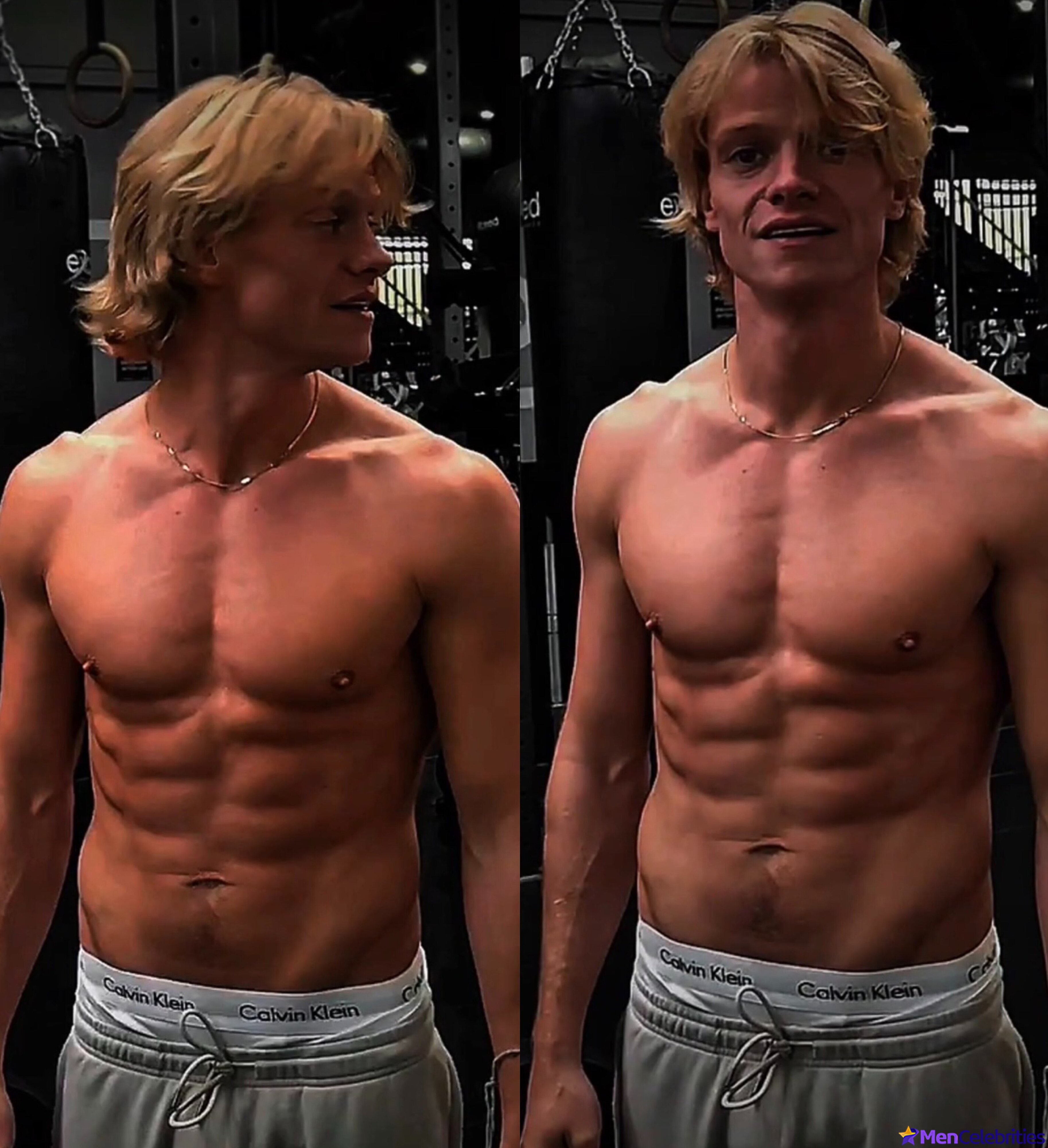Tom Rhys Harries shirtless and cock bulge pics